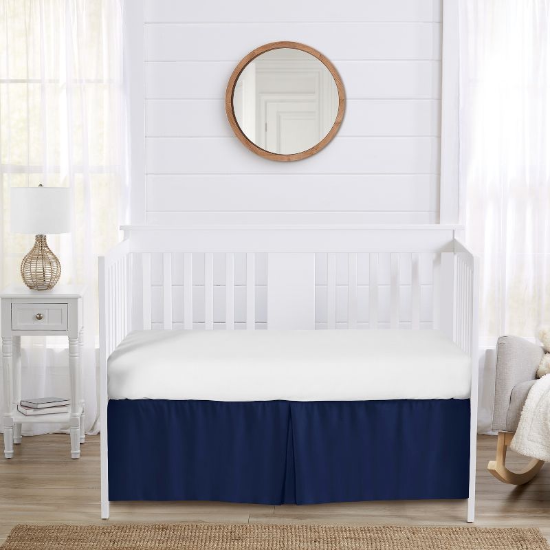 Sweet Jojo Designs Boy or Girl Gender Neutral Unisex Baby Crib Bed Skirt Collection Solid Navy Blue, 2 of 4