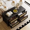 WOWLIVE Wood Coffee Table with 4 Drawers for Living Room, Central Table with Rattan Design - 4 of 4