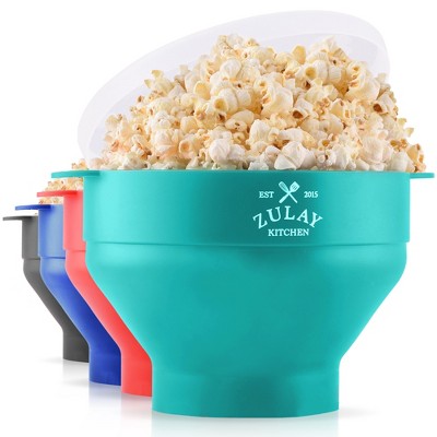 Zulay Kitchen Large Microwave Popcorn Maker BPA Free Silicone Popcorn Popper Microwave Collapsible Bowl With Lid Family Size