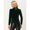 INSPIRE CHIC Women's Casual Velvet Long Sleeve Choker Neck Heart Dots Mesh Panel Top - 4 of 4