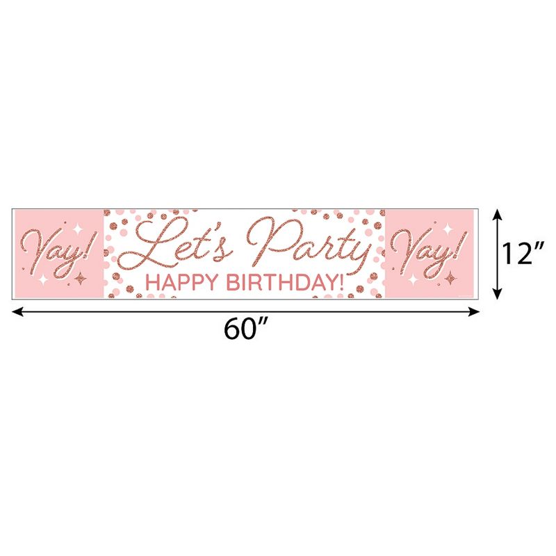Big Dot of Happiness Pink Rose Gold Birthday - Happy Birthday Decorations Party Banner, 2 of 8