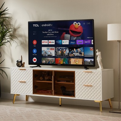 KTMBDW Modern Sculpted TV Stand for 65" Television, Entertainment Center with 4 Drawer Chest, Media Console for Living Room, Bedroom, Office