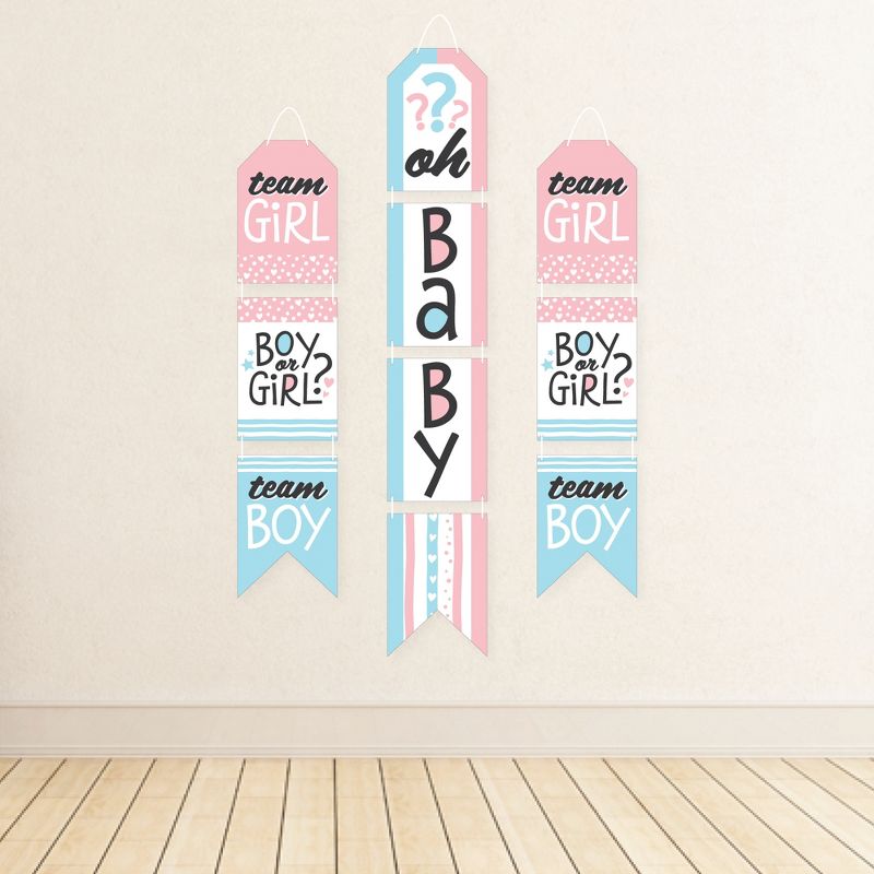 Big Dot of Happiness Baby Gender Reveal - Hanging Vertical Paper Door Banners - Team Boy or Girl Party Wall Decoration Kit - Indoor Door Decor, 3 of 8