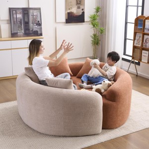 Accent Sofa Couch Modern Tufted Chenille Upholstery for Small Spaces with Two Accent Pillows - 3irtyhousy - 1 of 4