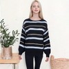 Anna-Kaci Women's Sweaters Long Sleeve Crew Striped Oversized Knitted Pullover Tops - 4 of 4