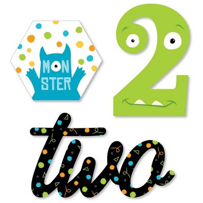 Big Dot of Happiness 2nd Birthday Monster Bash - DIY Shaped Little Monster Second Birthday Party Cut-Outs - 24 Count