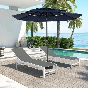 Gulches Aluminium 10ft 3 Tier Auto-tilt Umbrella£¬Outdoor Patio Umbrella - Market Table Pool Deck Umbrella (Base Not Included)(Navy blue ) - 1 of 4