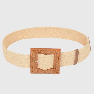 Anna-Kaci Stylish Straw Belt with Woven Buckle - 1 of 4