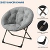 Comfy Saucer Chairs, Folding Reading Lounge Chair, Cozy Faux Fur Living Room Chair with Soft Thick Padded Seat & Metal Frame, Gray, Gold Leg, 2pcs - 3 of 4