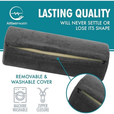 Gray Memory Foam Cervical Bolster Pillow with Washable Cover