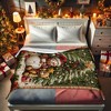 Lomsoe White with Green Christmas Snowman Print Flannel Blanket - All Seasons Soft and Warm Throw Blanket for Bed, Napping, Camping, Travel, Office - 3 of 4