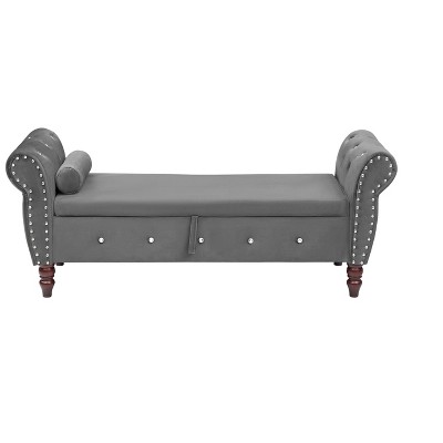 NicBex Storage Ottoman Bench for Bedroom,Velvet Storage Bench with Solid Wood Legs and 1 Pillow,Ottoman for Living Room,Bedroom,Entryway