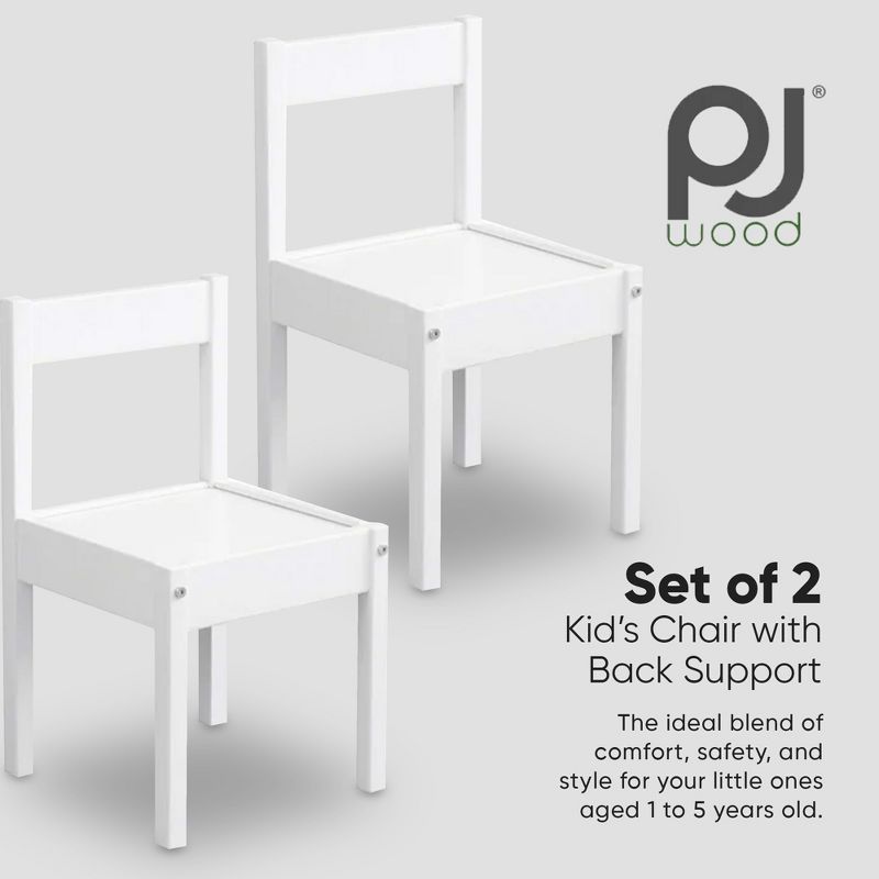 PJ Wood Kids Chair with Top Rail Back Support and Tight Furniture Fixings for Reading, Arts and Crafts, Eating and Other Activities (Set of 2), 2 of 7