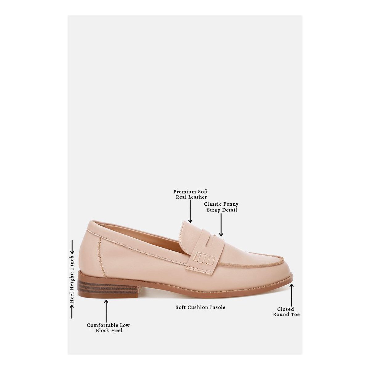 Женские туфли Rag & Co Womens Reiga Low Block Heel Loafers 6 — фото 6