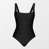Women's Wide Straps Vintage Square Neck One-Piece Swimsuit- Cupshe - 3 of 4