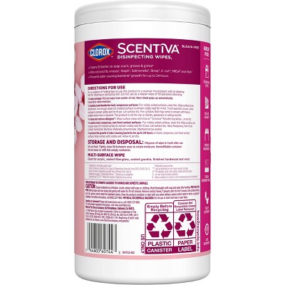 Clorox Scentiva Disinfectant Wipes - Cherry Blossom & Peach - 75ct