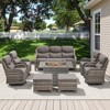 Belord High Back Outdoor Furniture with 6-Inch Thick Cushion, Patio Furniture Set with Fire Pit Table & Swivel Chair, 8PCS Wicker Conversation Set - 3 of 4