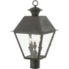Livex Lighting Wentworth 3 - Light Post Light in  Charcoal - 3 of 4