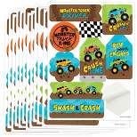 Big Dot of Happiness Smash and Crash - Monster Truck - Boy Birthday Party Favor Sticker Set - 12 Sheets - 120 Stickers