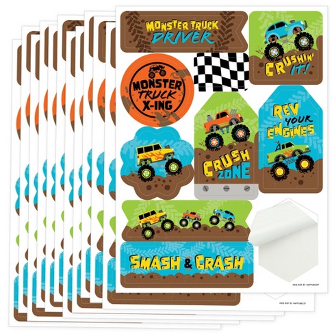 Big Dot Of Happiness Smash And Crash - Monster Truck - Boy Birthday Party  Favor Sticker Set - 12 Sheets - 120 Stickers : Target