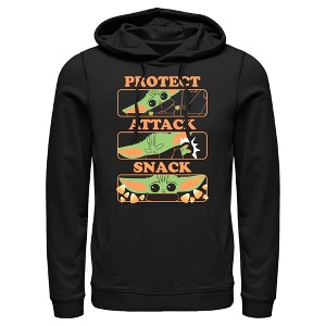 Men's Star Wars: The Mandalorian Halloween Grogu Protect Attack Snack Pull Over Hoodie - 1 of 4
