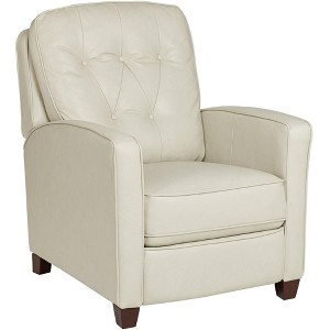 Elm Lane White Pearl Leather Recliner Chair Modern Armchair Comfortable Push Manual Reclining Footrest Tufted Back for Bedroom - 1 of 4