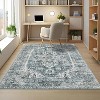 Vintage Washable Area Rugs, Low Pile Soft Carpet with Distressed Trellis Pattern, Foldable Thin Indoor Accent Rug for Living Room Bedroom Dining Room - 2 of 4