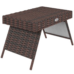 Aghana Digitals Outdoor Coffee Table with Hand-Woven PE Rattan, Tempered Glass Top, Weather & UV - 1 of 4