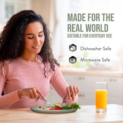 Sage Green and White Ceramic 12-Piece Dinnerware Set, Service for 4