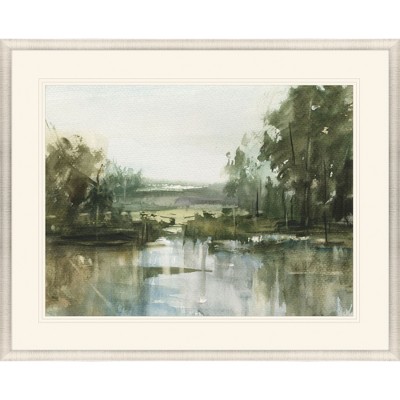 HomeRoots Stillwater Lakeside Reflections Gold Framed Wall Art