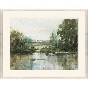 HomeRoots Stillwater Lakeside Reflections Gold Framed Wall Art - 1 of 4