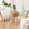 KTMBDW Round Ottoman Footstool Natural Seagrass Foot Stool Pouf Ottomans with Solid Wood Legs Hand Weave Hyacinth Footrest Step Stool for Living Room - 3 of 4