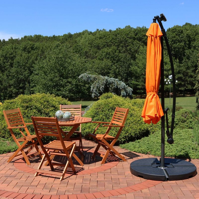Sunnydaze Outdoor Steel Cantilever Offset Patio Umbrella with Solar LED Lights, Air Vent, Crank, and Base - 9', 5 of 17