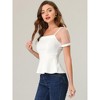 INSPIRE CHIC Women's Square Neck Mesh Sheer Short Sleeve Peplum Tops - 3 of 4