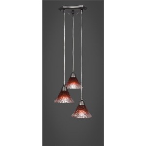 Toltec Lighting Europa 3 - Light Pendant in  Brushed Nickel with 7" Raspberry Crystal Shade - 1 of 1
