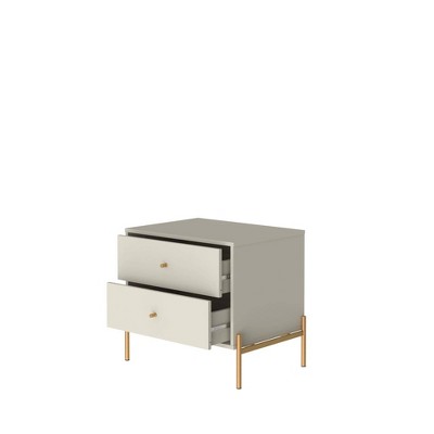 Jasper Off White Engineered Wood Nightstands with Gold Accents (Set of 2)