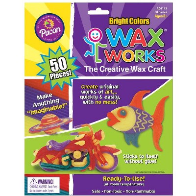 Creativity Street Wax Works Non-Toxic Non-Flammable Reusable Wax Craft Stem, 10 in, Assorted Bright Color, pk of 50