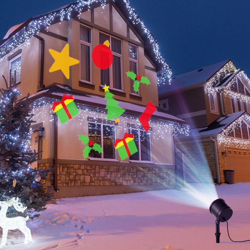 Costway Christmas Projector Light LED Projection Lamp with Lawn Stake & 3 /5 LED Lights, 3 of 10