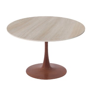LeisureMod Bristol 27" Round Dining Table – MDF Top with Cherry Steel Pedestal Base, Modern Accent Table for Kitchen, Dining Room & Small Spaces - 1 of 4