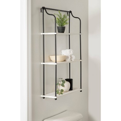 Walters White Wood and Metal 3-Tier Wall Shelf