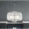 Modern Acrylic Drum Pendant Light, White Slatted Globe Chandelier for Dining Room, Bedroom, Entryway - 2 of 4