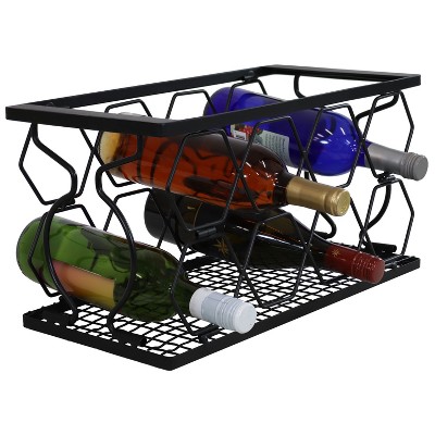 Black Metal Collapsible 8-Bottle Tabletop Wine Rack