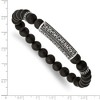 Chisel Stainless Steel Antiqued and Polished with Black Cubic Zirconia 8.5mm Agate Beaded Stretch Bracelet - 4 of 4