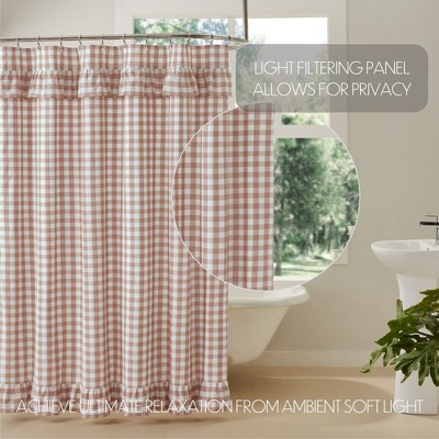 Annie Buffalo Portabella Check Ruffled Shower Curtain 72x72 VHC Brands