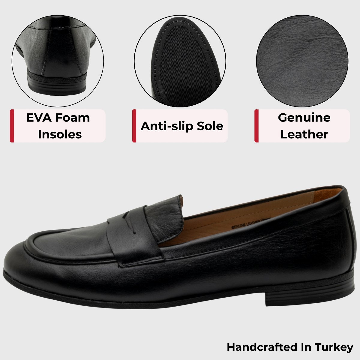 Женские туфли Alpine Swiss Helen Womens Leather Penny Loafers Comfortable Slip On Flat Shoes Dressy Professional Work Flats Black 6 — фото 2