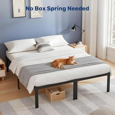 KTMBDW Metal Bed Frame, Bed Frame with Storage Space, Heavy Duty Sturdy Mattress Foundation, Easy Assembly, No Box Spring Needed, Black