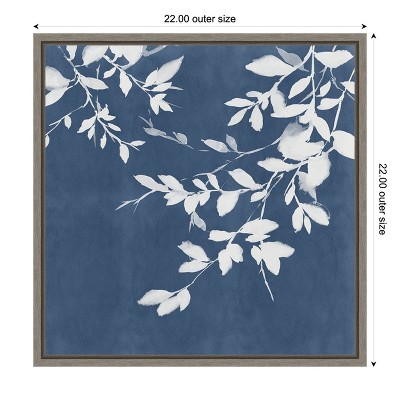 Indigo and White Abstract Canvas Wall Art, 22 x 22 inches