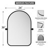 Wooakway 36"H Arched Bathroom Mirror with Pivoting Design Metal Frame for Vanity Living Room Bedroom Entryway Black - 4 of 4