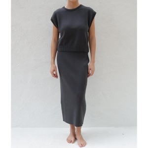 Women's Cotton Ribbed Aisling Skirt in Iron by Tomorrow Studio - 1 of 4