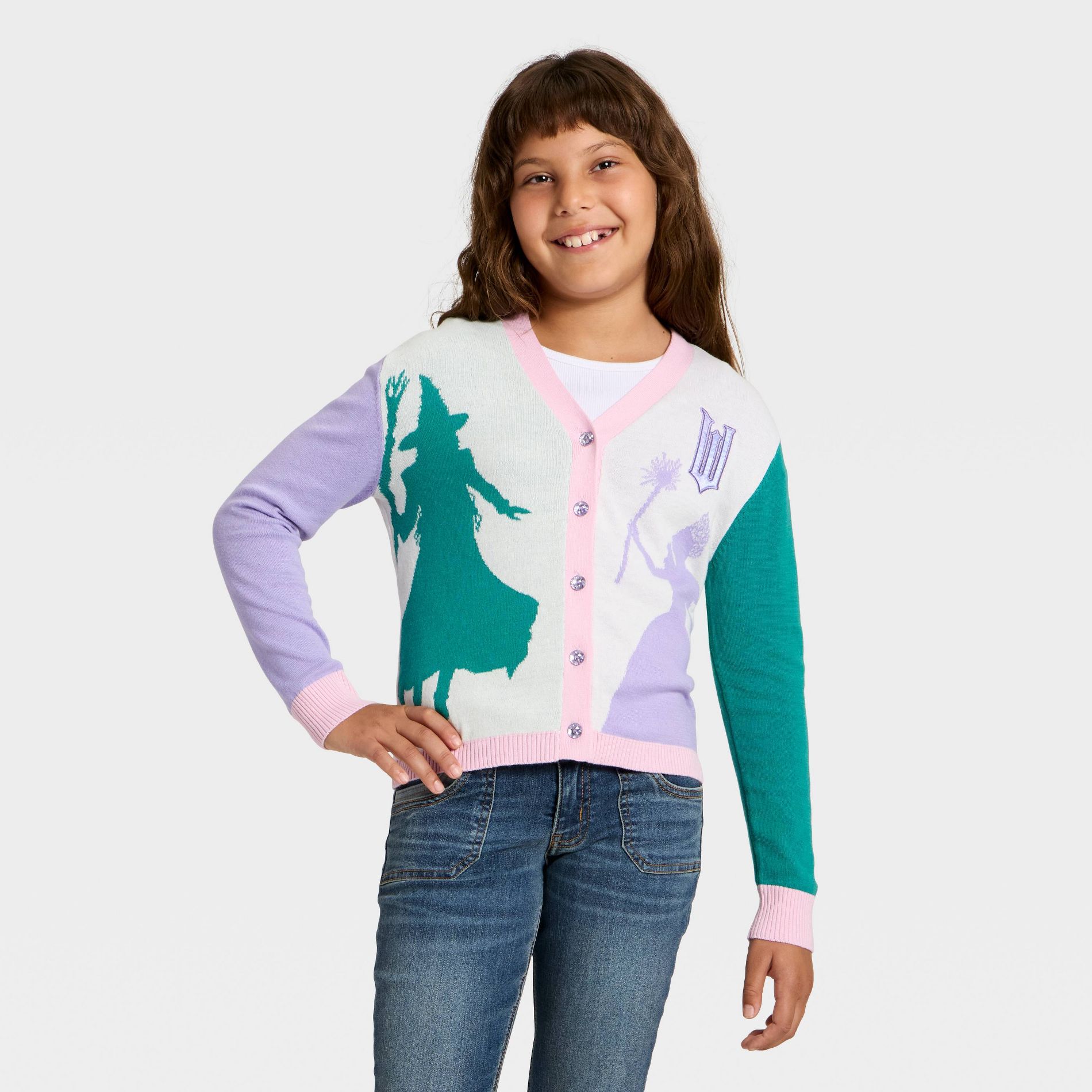 Girls' Wicked Elphaba & Glinda Button-Up Cardigan